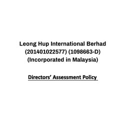 •	Directors’ Assessment Policy 